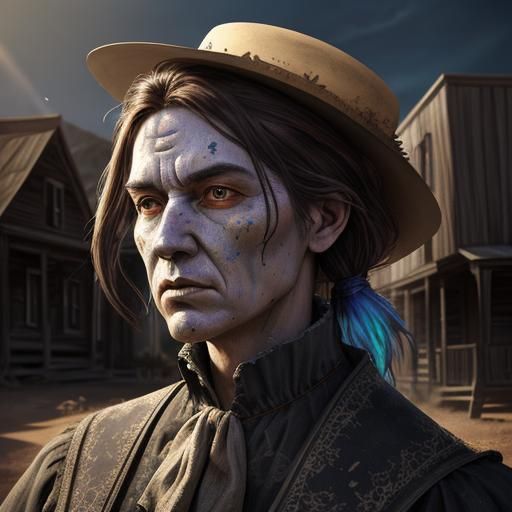 Spectral Spirit Haunts Old West Town: Hyperrealistic Art