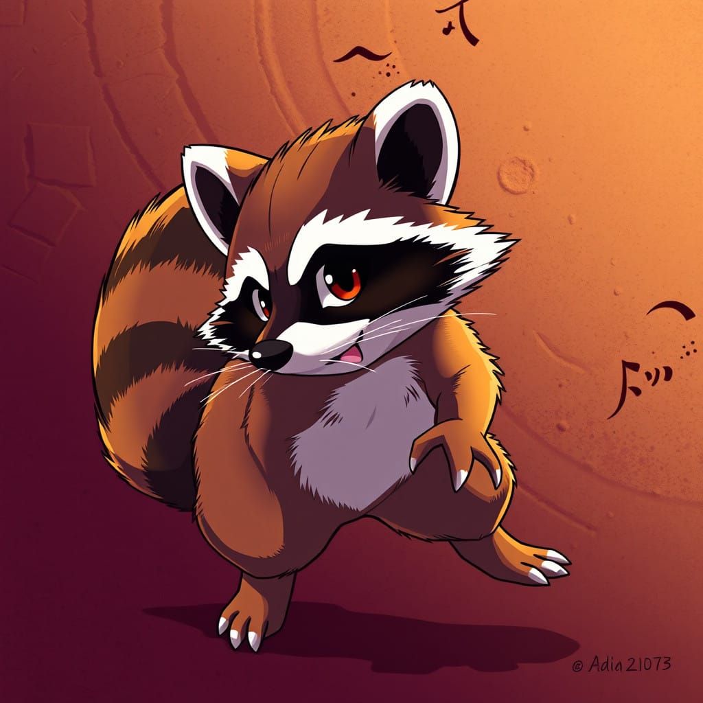 Spirited Anime Raccoon in Vibrant Studio Trigger Style