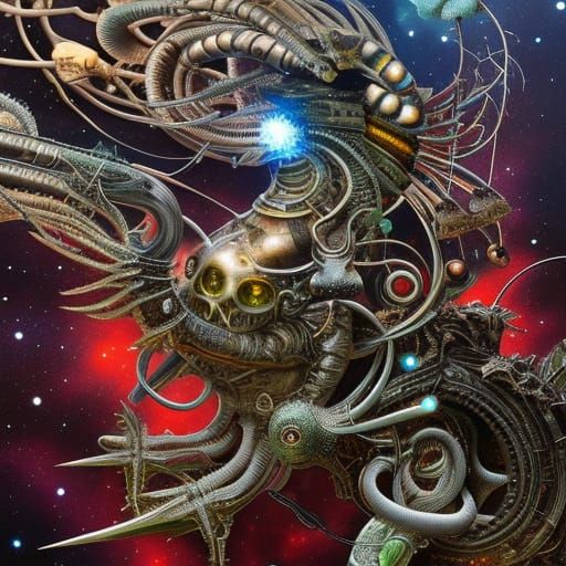 Grimdark Space Snail in Biomechanical Style