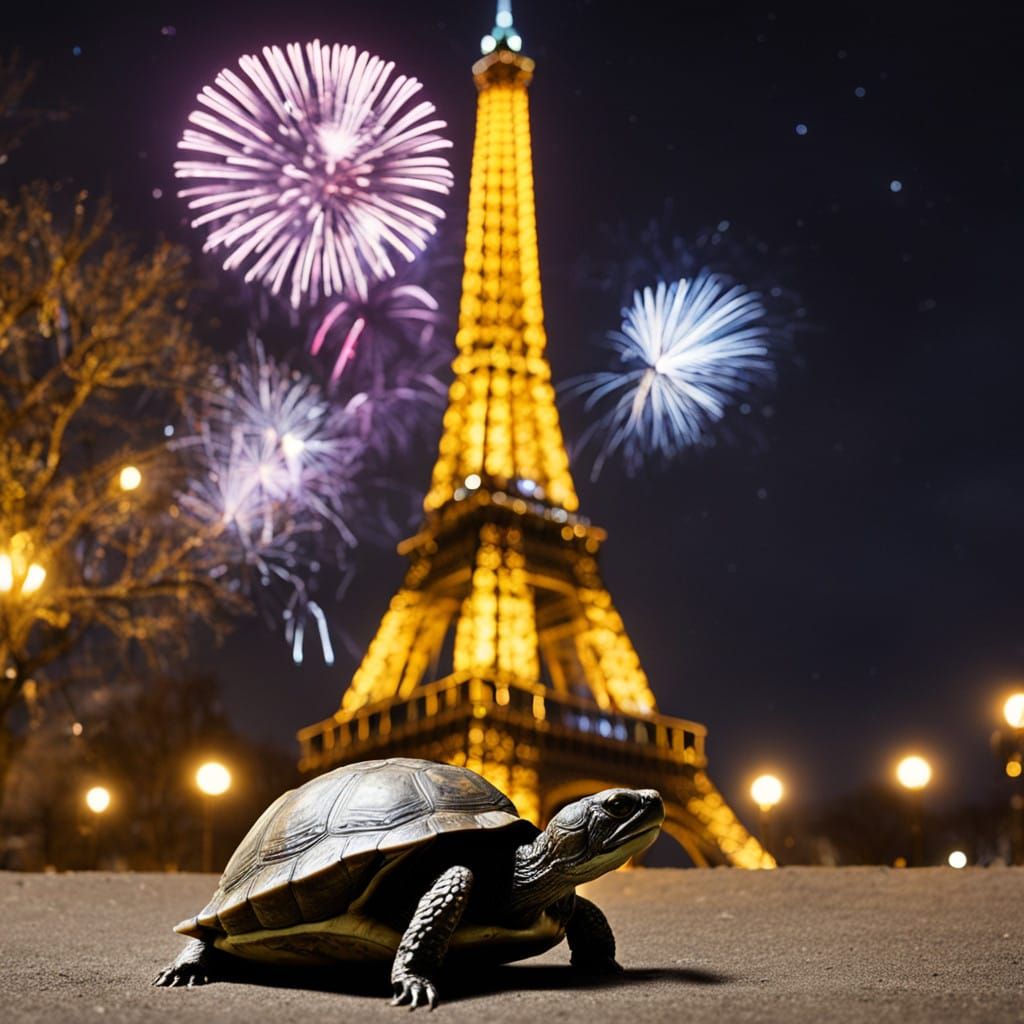 Parisian Turtle in New Year's Eve Celebrations