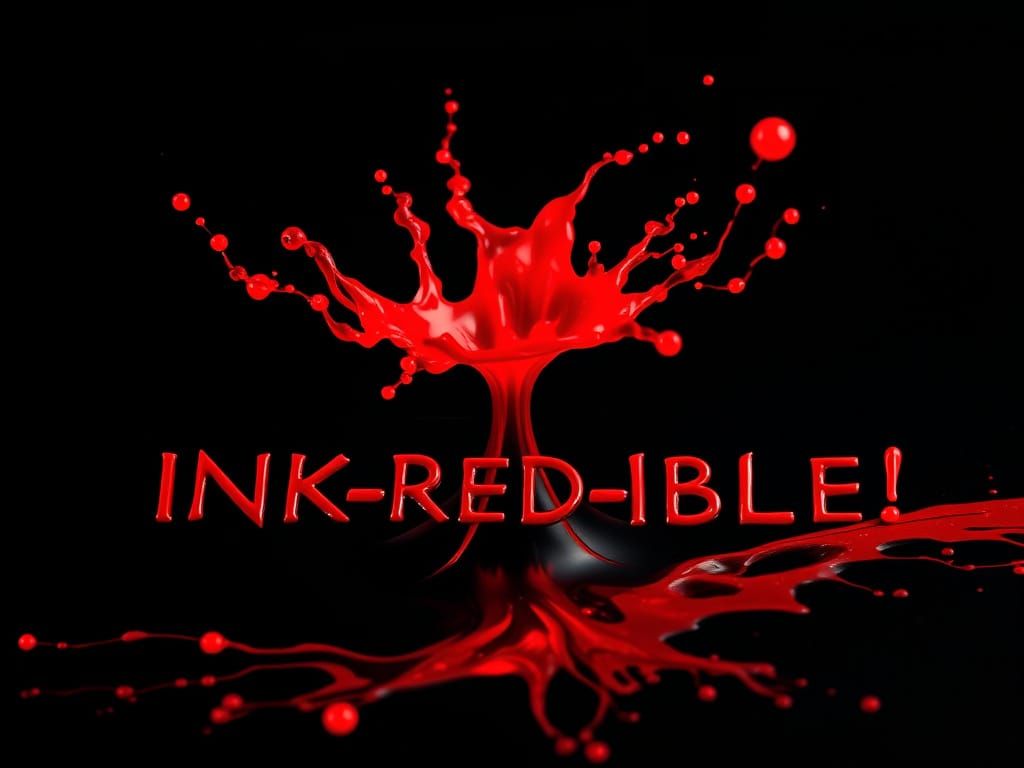 Elegant Abstract Liquid Art: Red Ink in Black