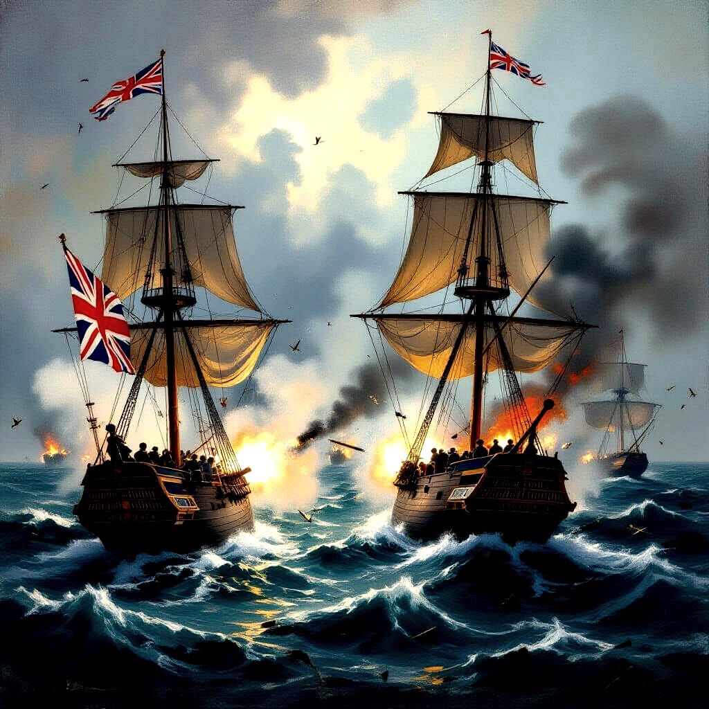 War of 1812 Naval Battle: Intense Frigate Engagement in Oil ...