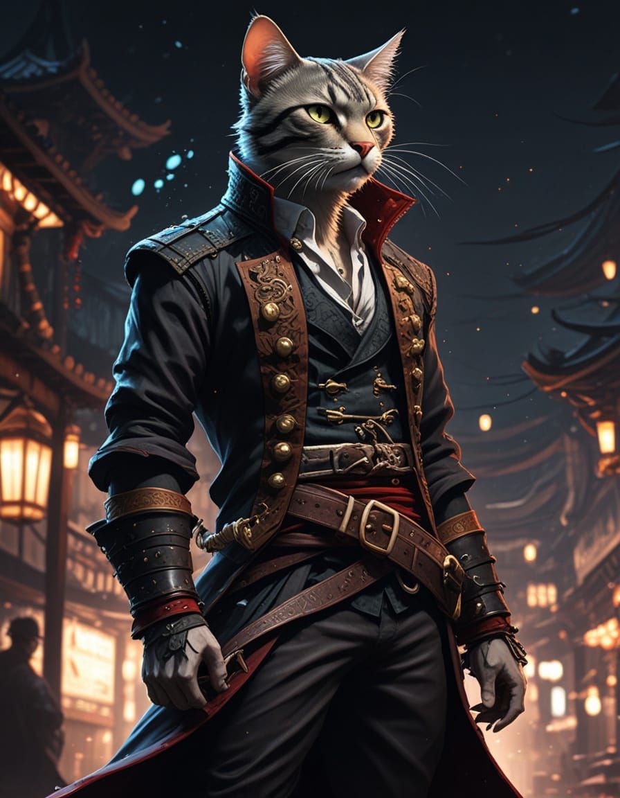 Anime Cat Pirate with Runic Magic