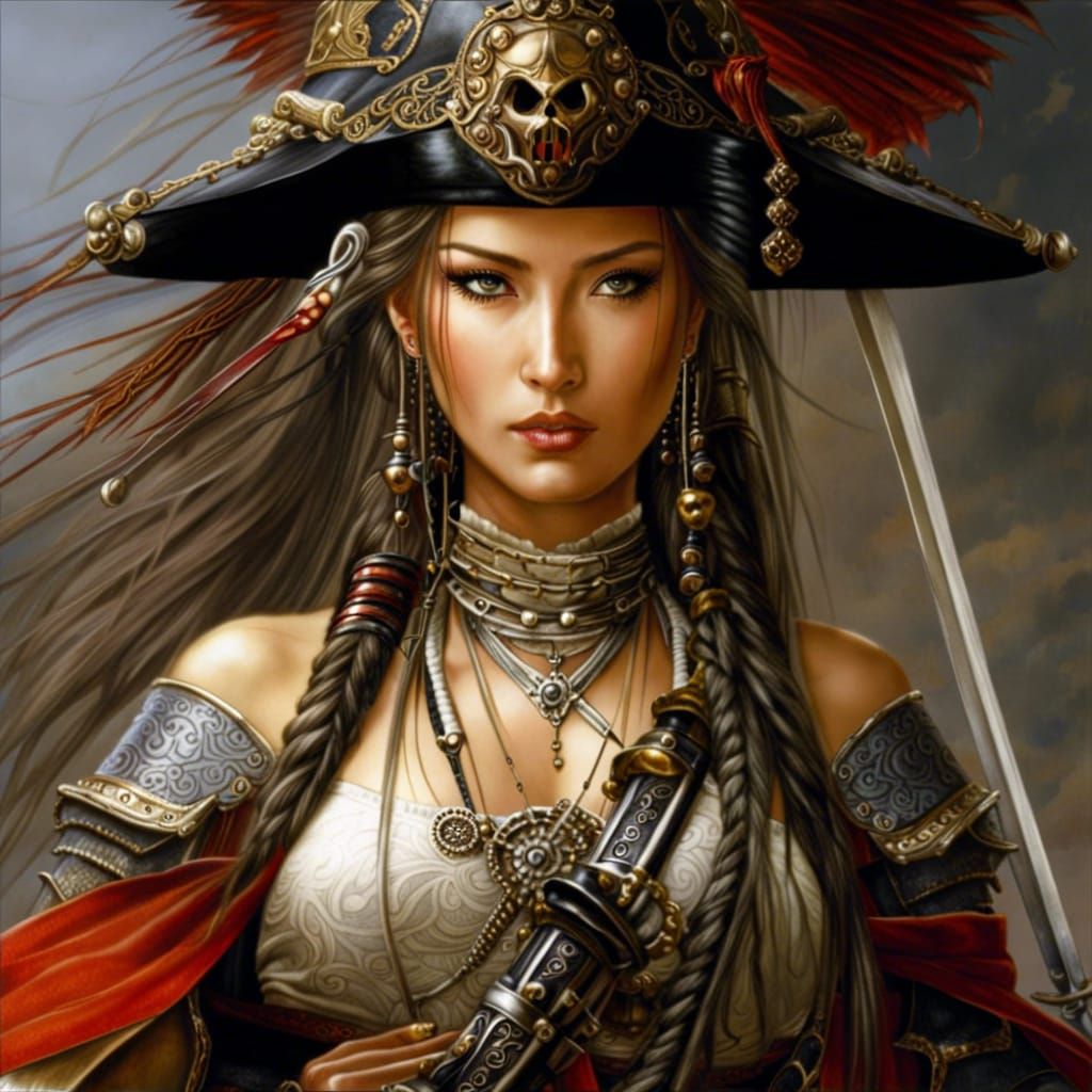Pirate Princess in Samurai Armor: Feudal Japan Portrait