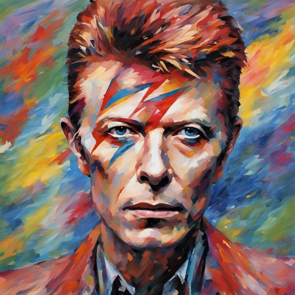 Vivid Impressionist Painting of David Bowie