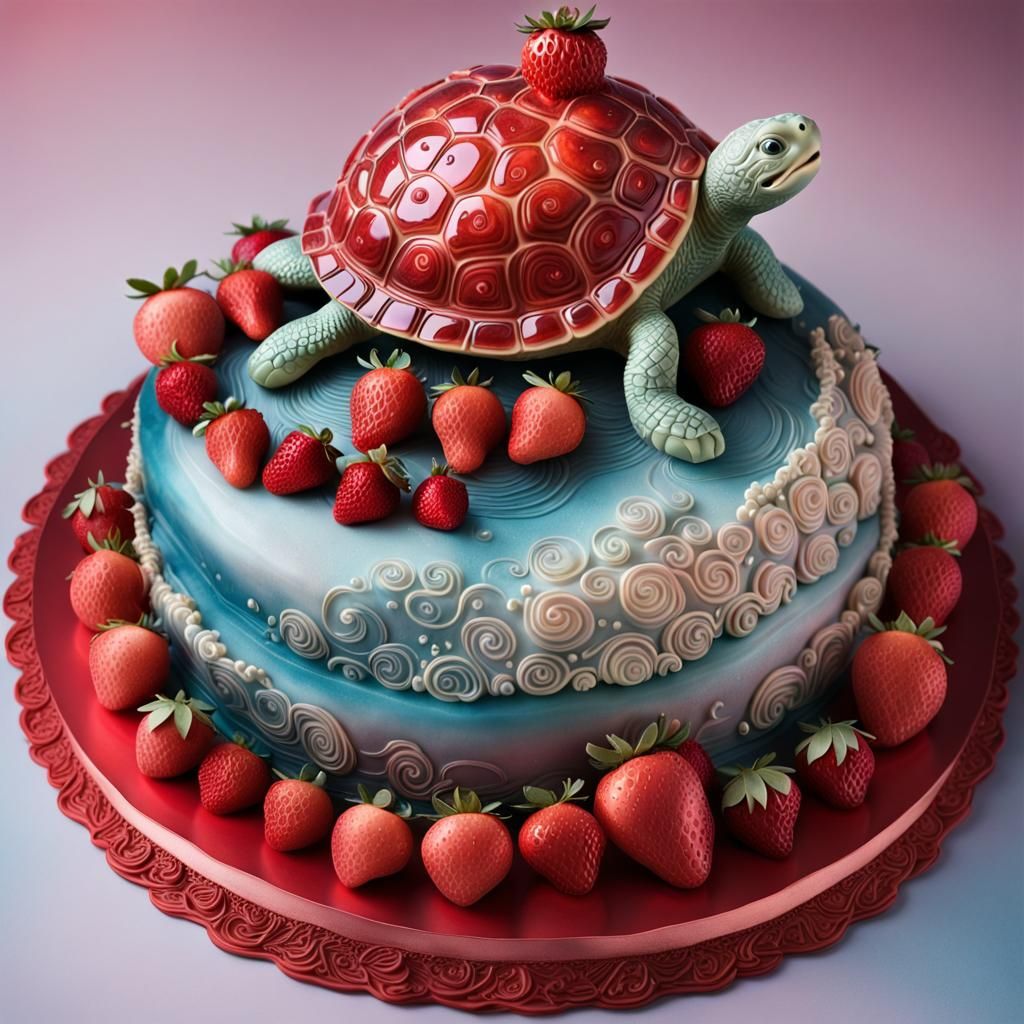 Cake in the shape of a Turtle.