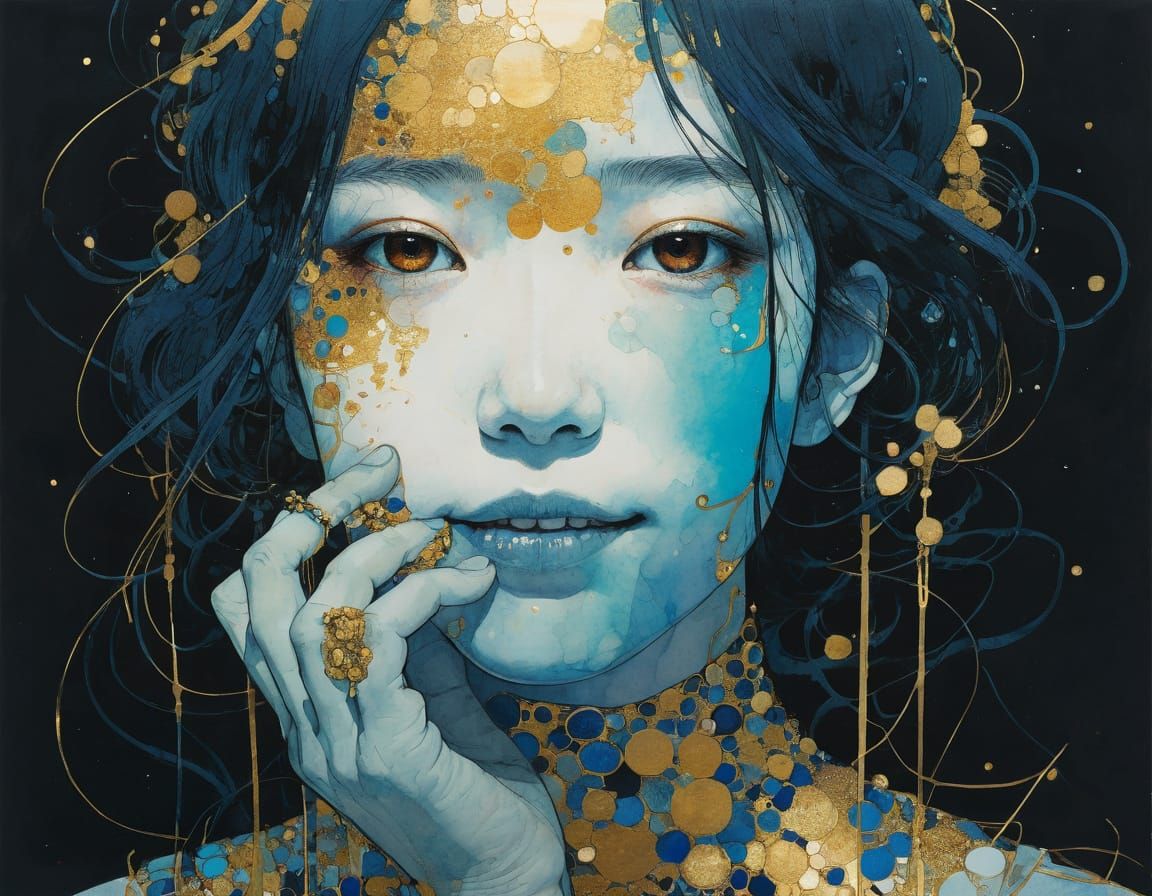 Smiling Portrait in Art Nouveau Style