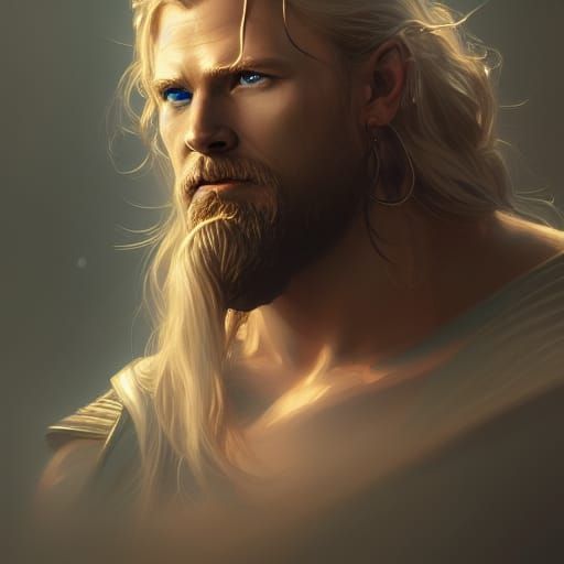 Thor, God of Thunder: Detailed Digital Portrait