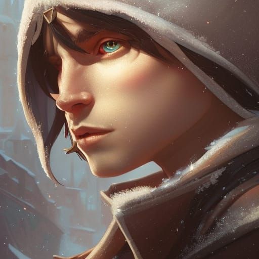 Snow Elf Portrait in Hyperdetailed Style