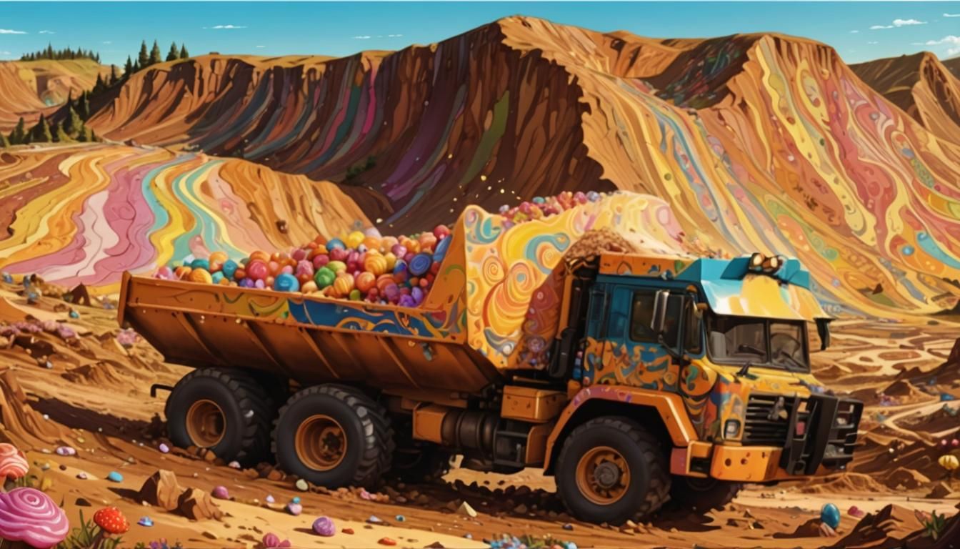Dumper Truck in Candyland: Comic Book Art
