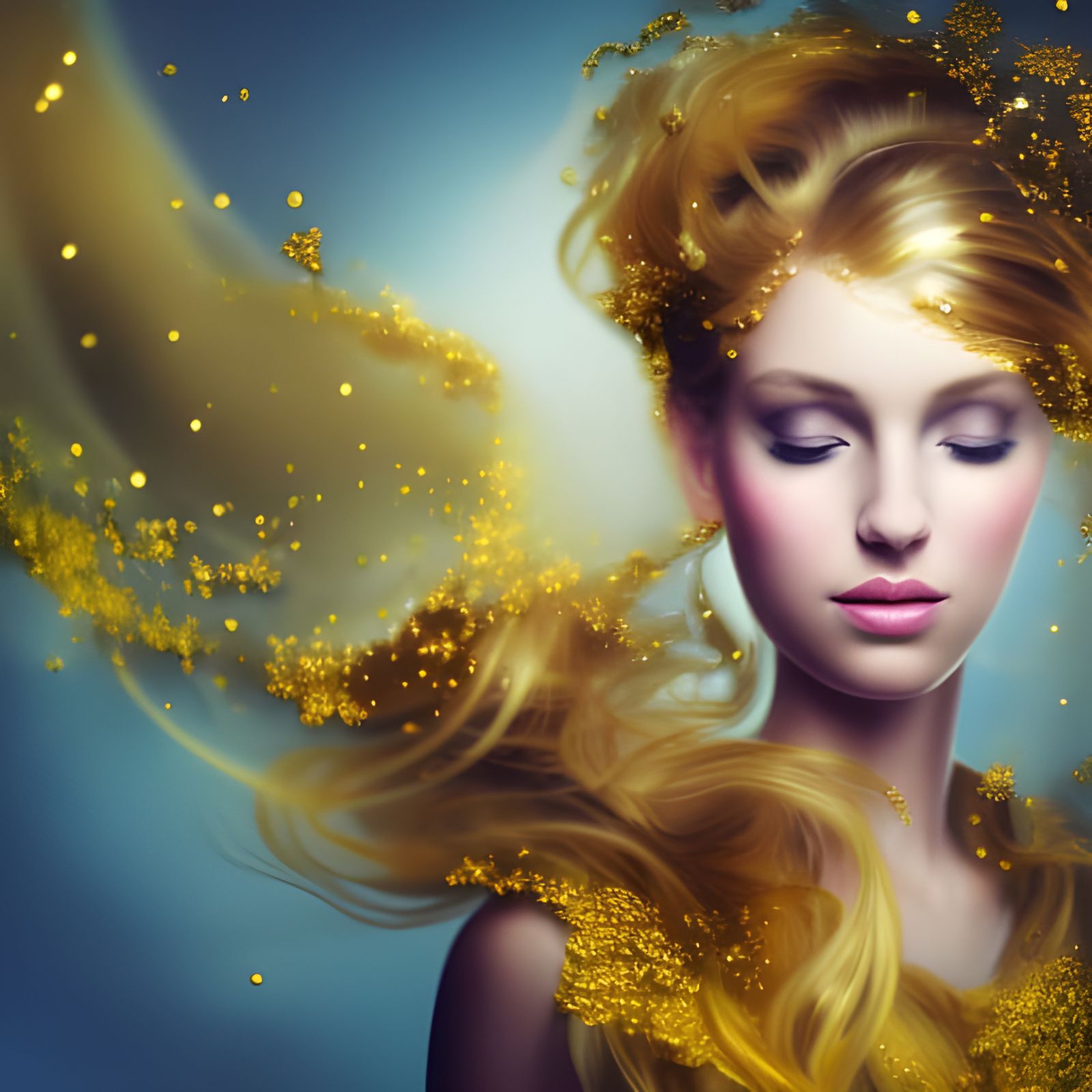 Golden Princess Portrait in Hyperdetailed Photorealism