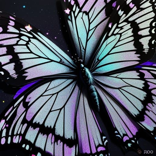 Dazzling Charcoal Butterflies in Glittering Diamonds