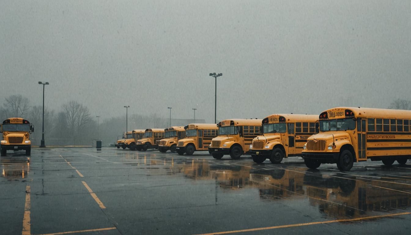 Moody School Bus Lot in Gray Palette