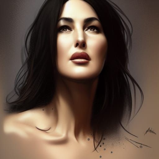 Monica Bellucci Portrait in Art Nouveau Style