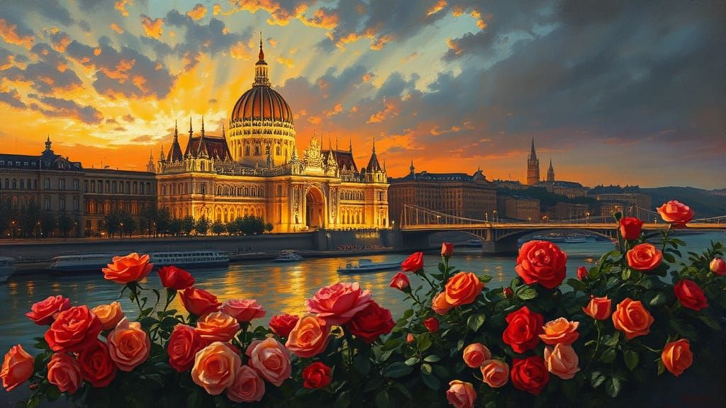 Budapest Sunset: Dreamlike Harmony of Architecture and Natur...