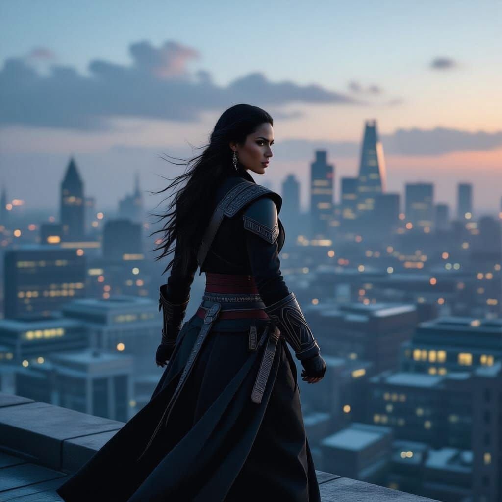 Native American Assassin on London Rooftops