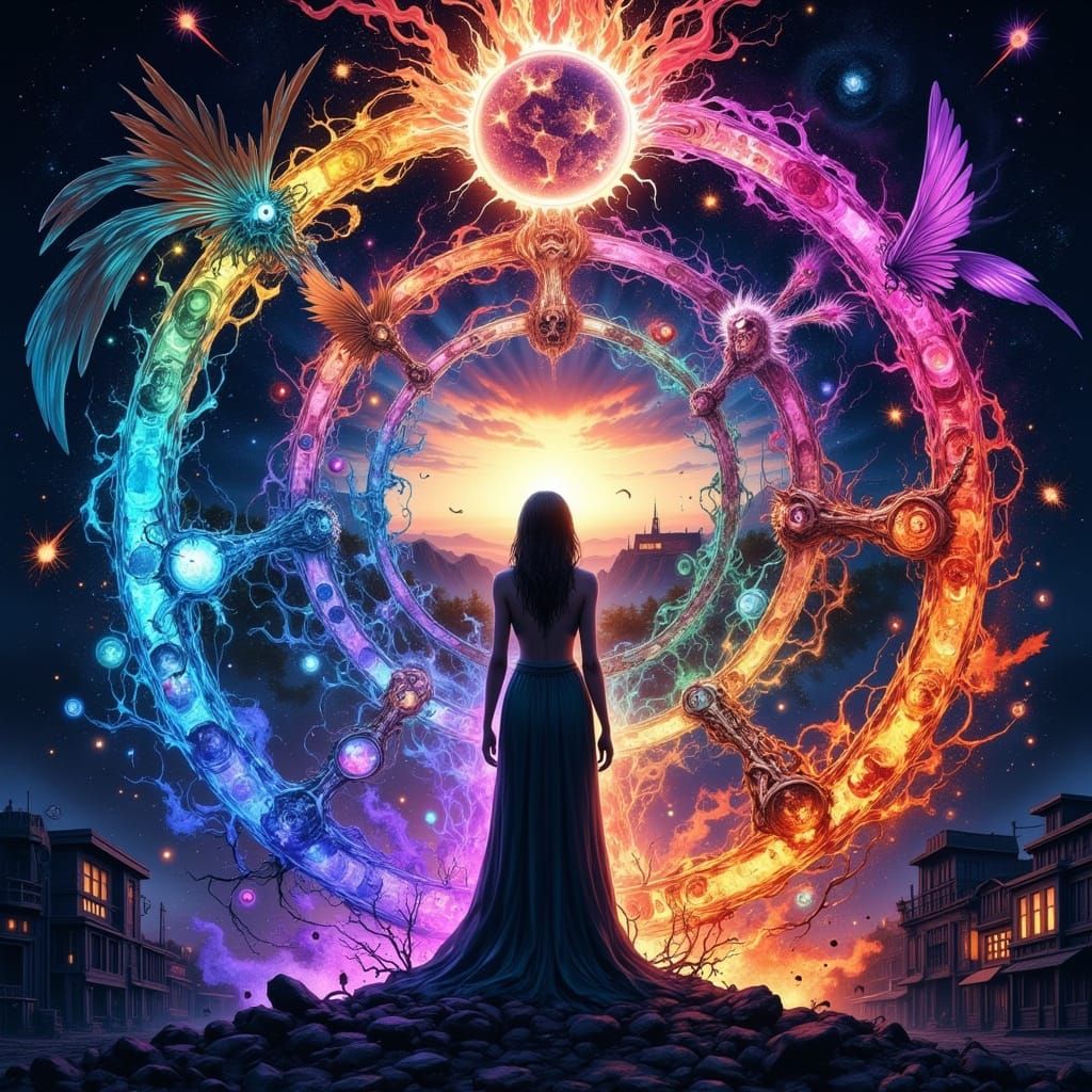 Steampunk Goddess in Harmony with the Multiverse