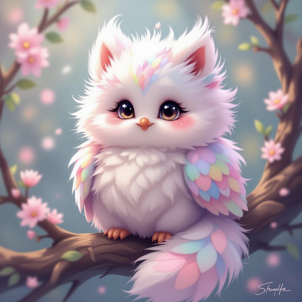 Pastel Feathers and Fur in Whimsical Style