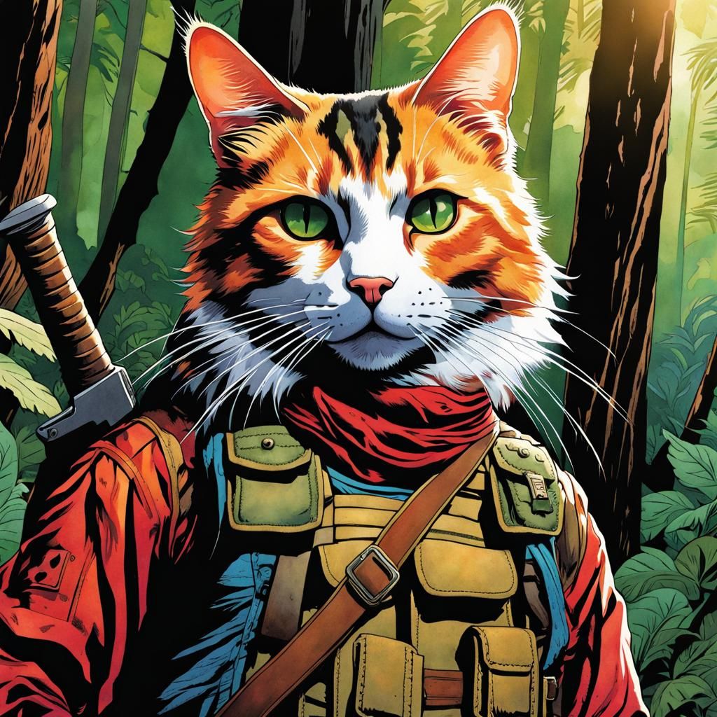 Calico Cat as Revolutionary Warrior, Comic Book Art