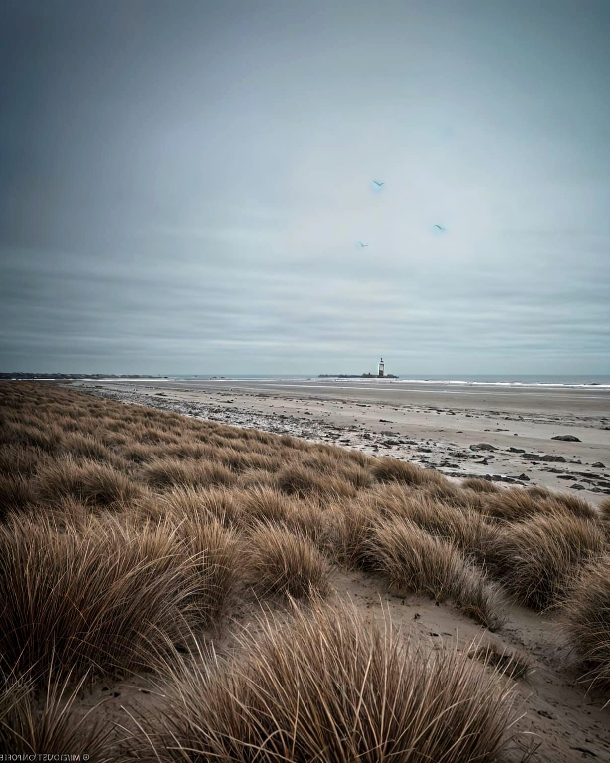 Melancholic Landscape with Distant Lighthouse