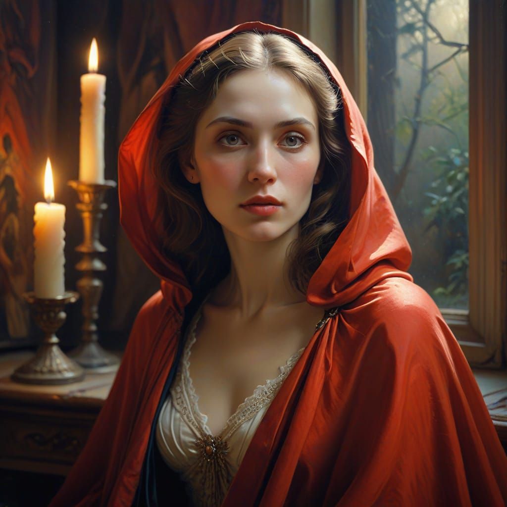 Vampire's Serene Moment in Candlelit Chamber