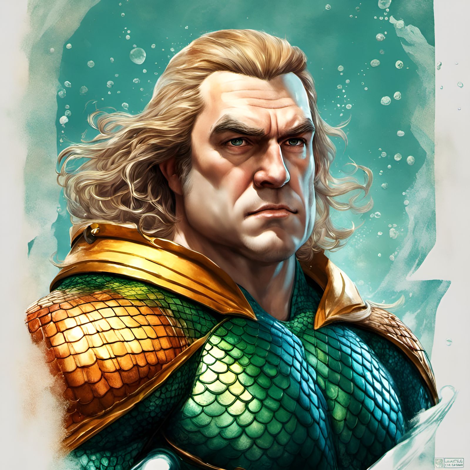 St. Thomas Aquinas as Aquaman: Digital Illustration