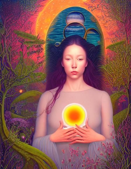 Surreal Life in Space with Intricate Carvings