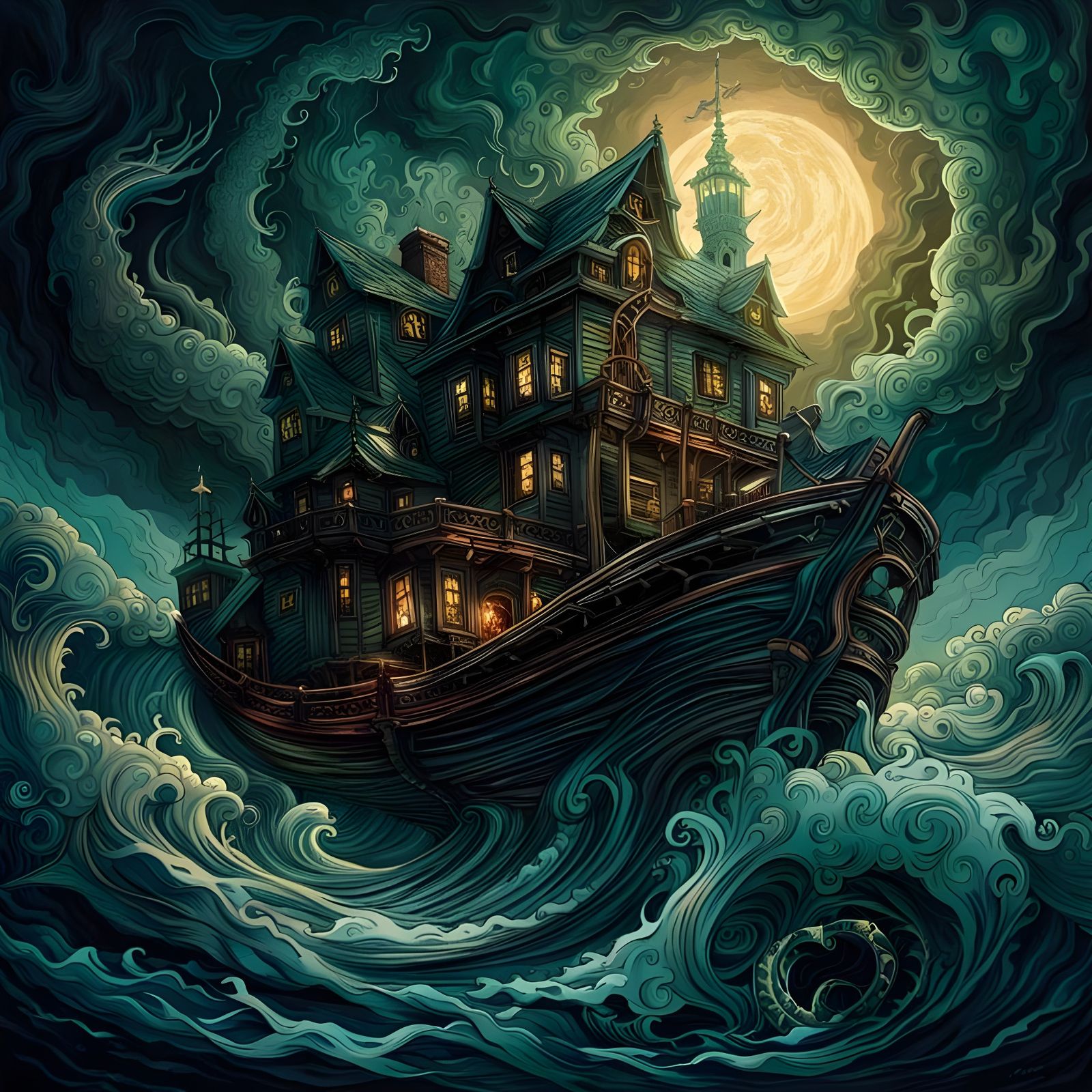 Lovecraftian Horror: Gloomy Seas in Mossy Green