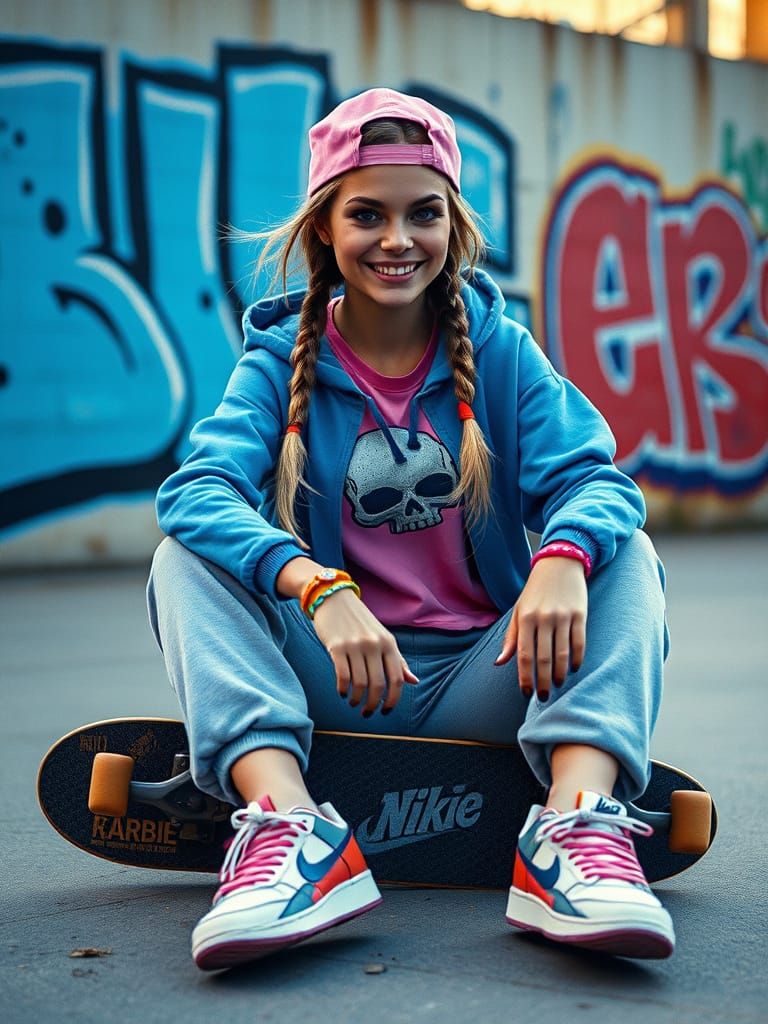 Zombie Barbie in Urban Style at Skate Park