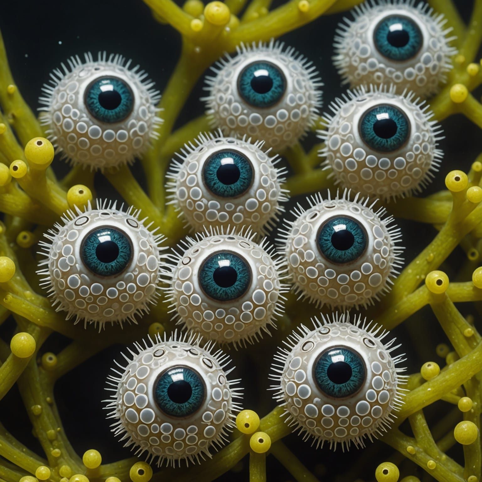 Surreal Frogspawn Comprised of Eyeballs