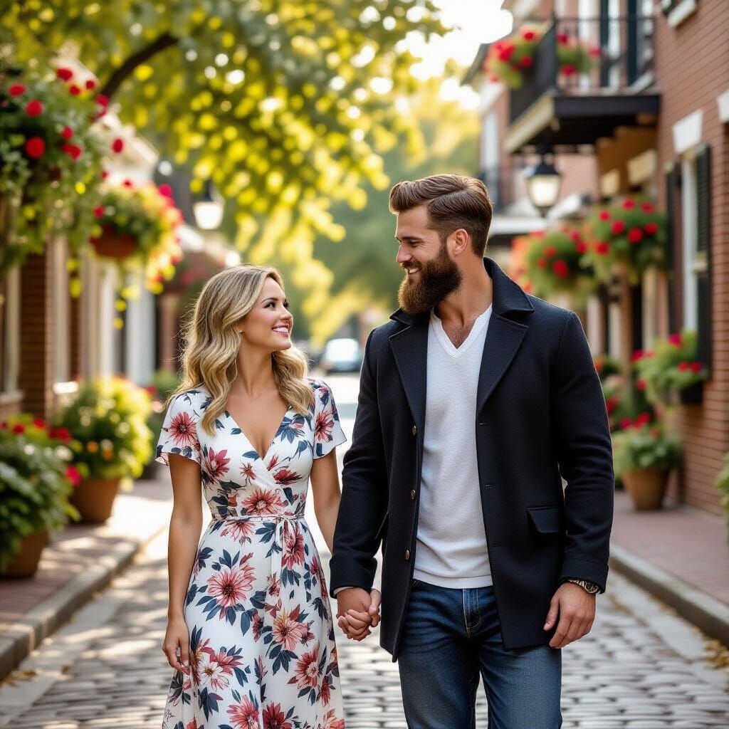 Charming Southern Street Scene in Golden Hour