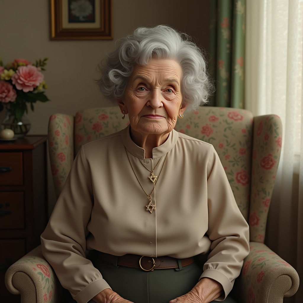 Serene Portrait of American-Jewish Woman in 1992 Setting
