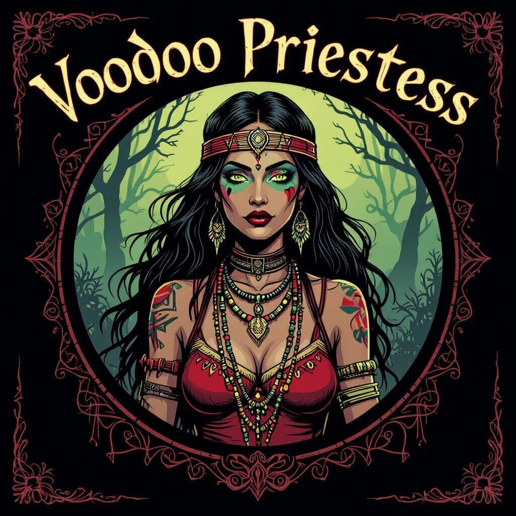 Voodoo Priestess in Mystical Ceremony