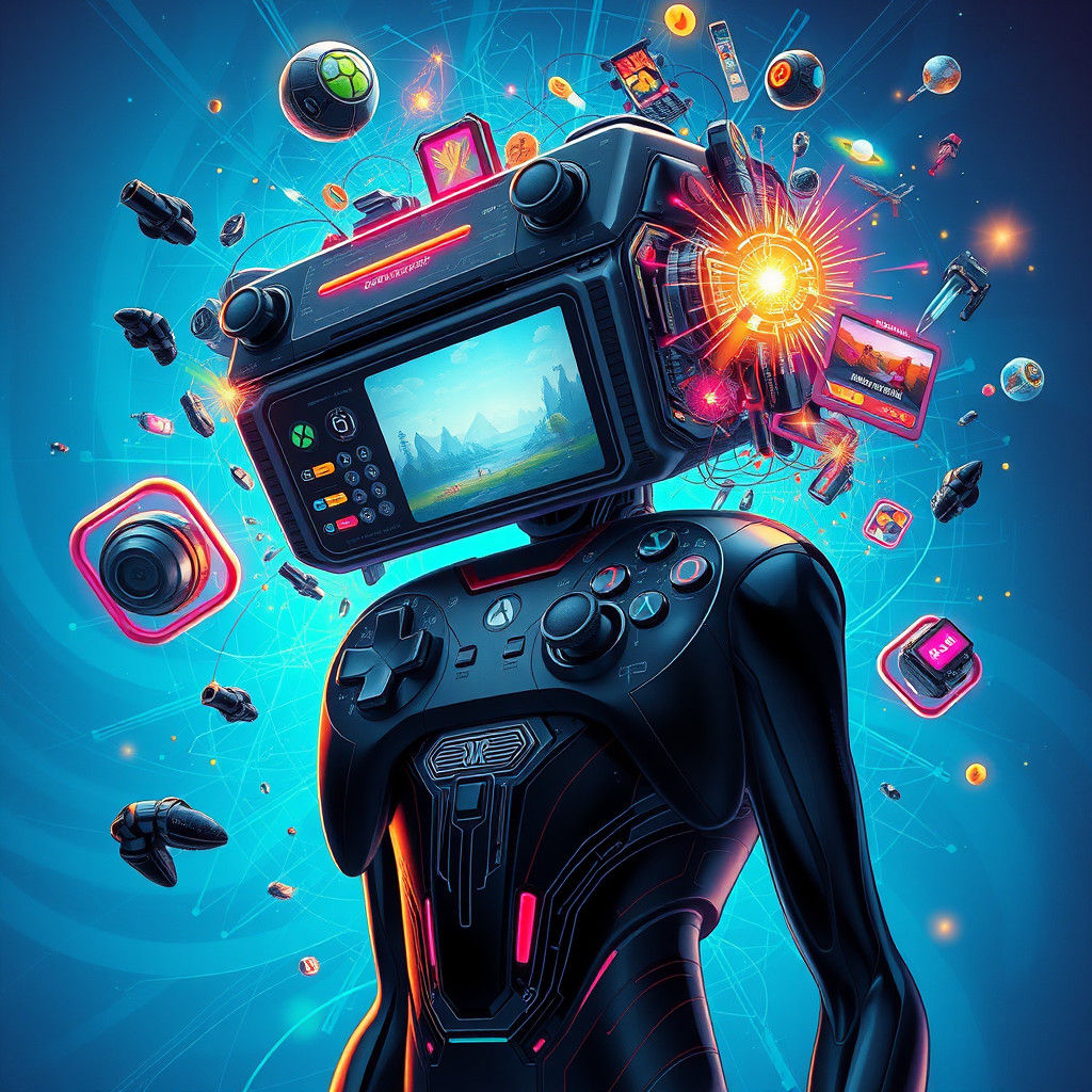 Futuristic Game Controller Being in Abstract Art Style