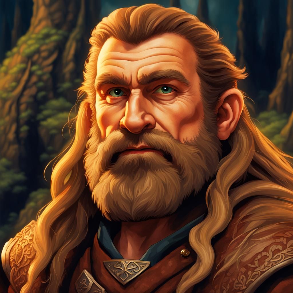 Fili the Dwarf in Fantasy Illustration Style
