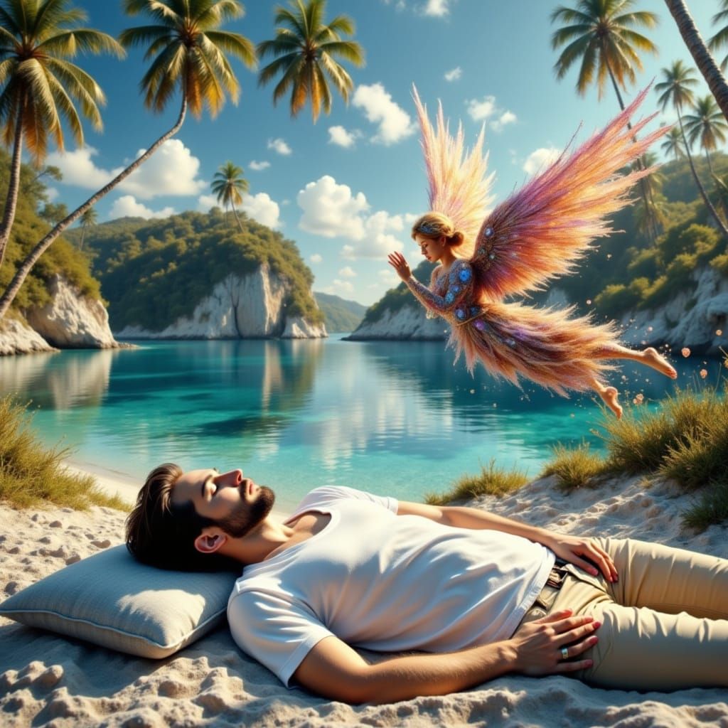 Man Sleeps Under Crystalline Angels