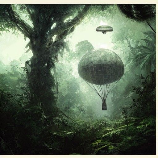 Sinister Blimp Over Jungle House