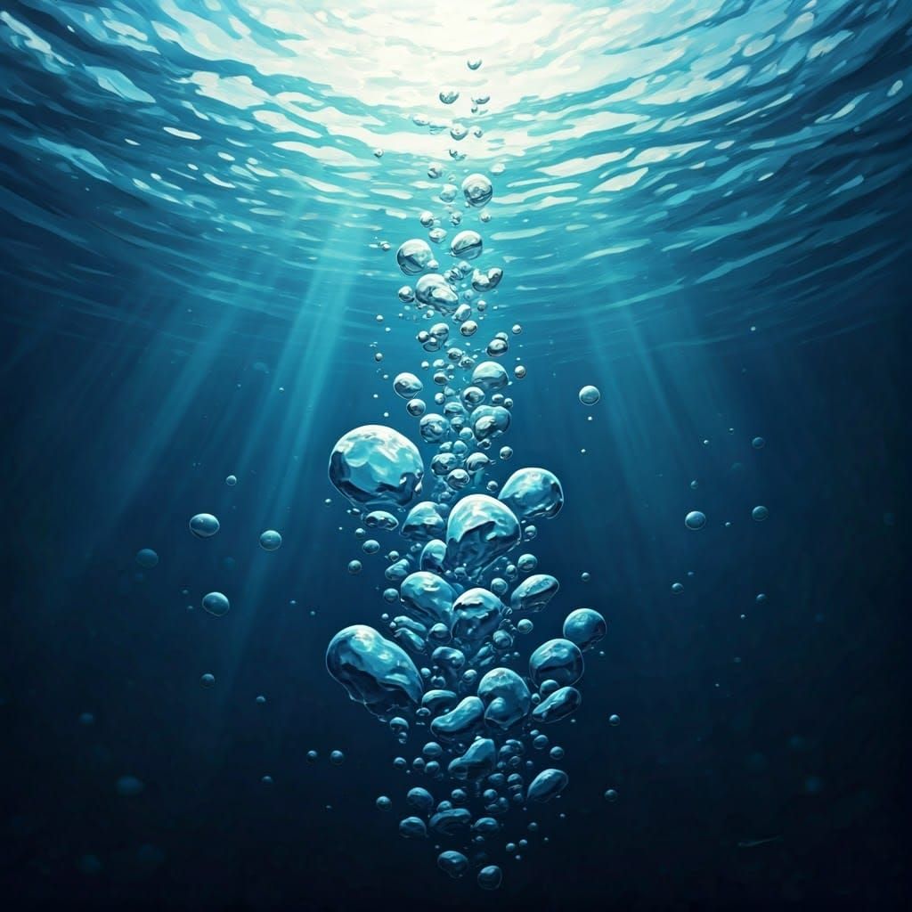 Realistic Undersea Bubbles Sticker Art Painting