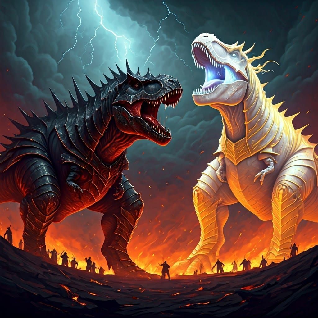 Epic T-Rex Battle in a Post-Apocalyptic World