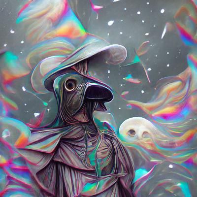 Plague Doctor in Holographic Astral Style