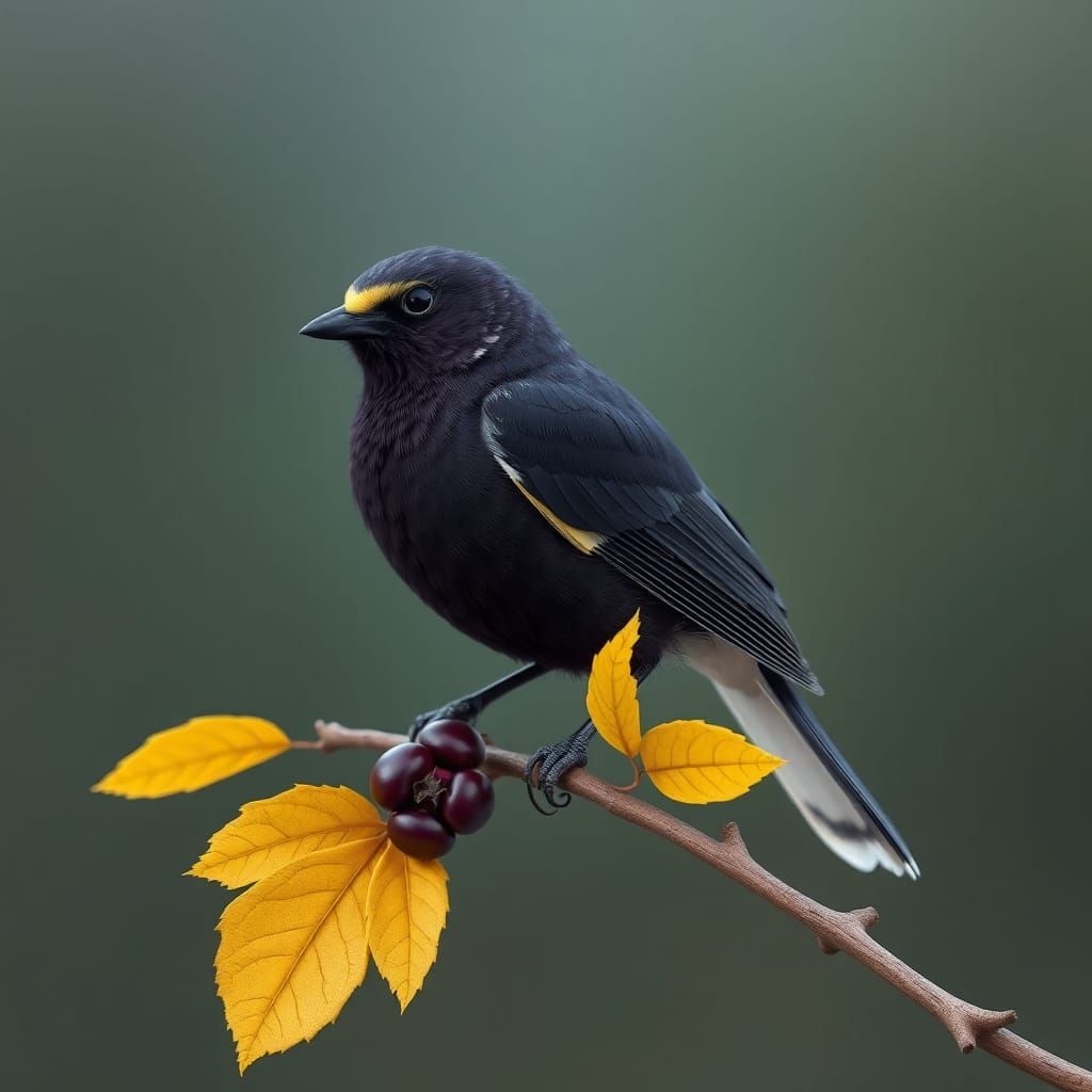 Purple Bird 3D Render with Rowan Berry