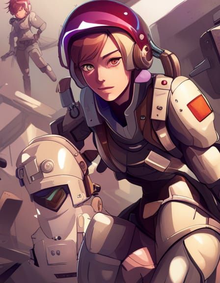 Anime Female Mech Pilot Concept Art Illustration