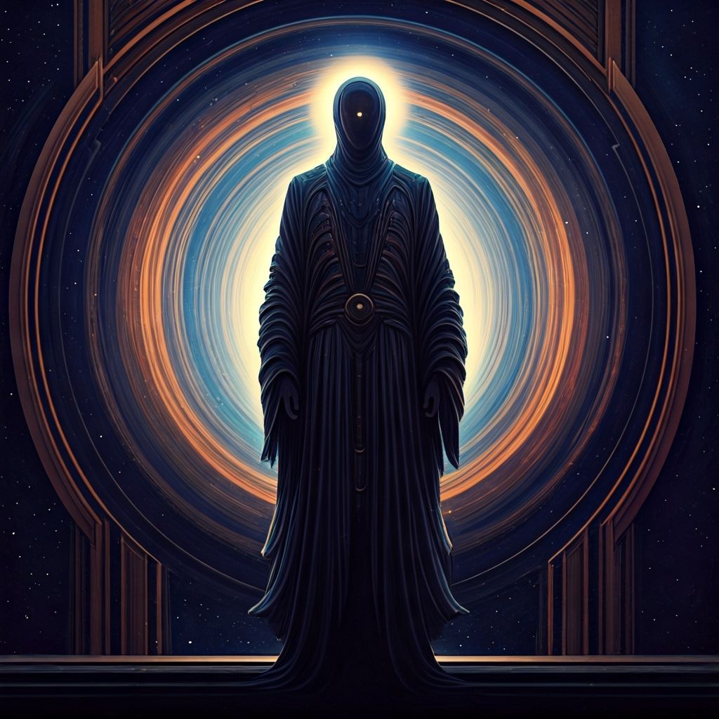 Ethereal Figure Amidst Cosmic Energy, in Surreal Style