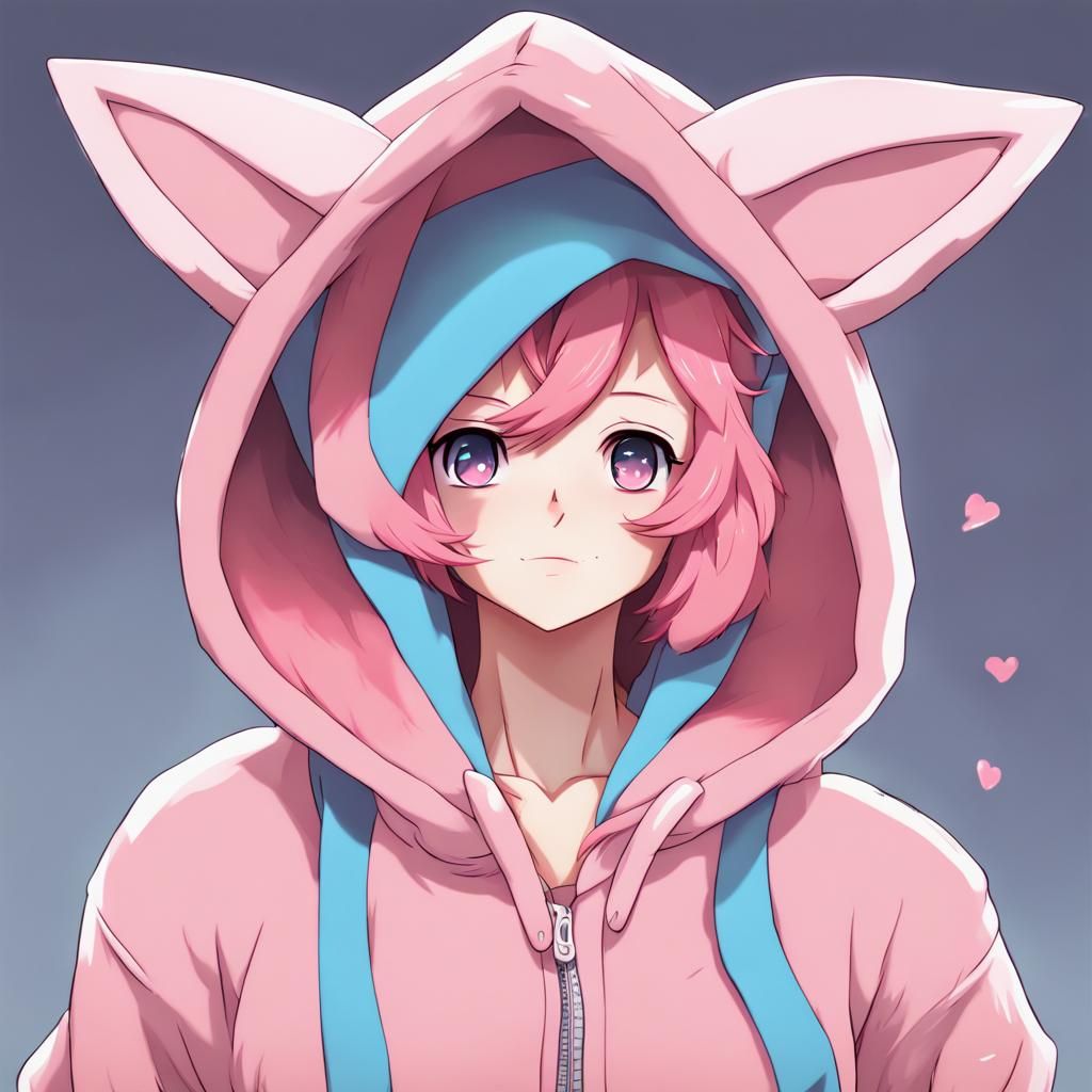 Anime Girl in Sylveon Hoodie