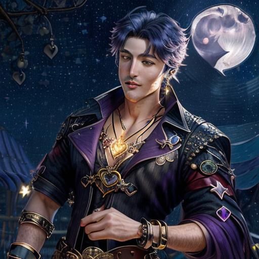 Fantasy Pirate with Heart Bracelet under Steampunk Sky