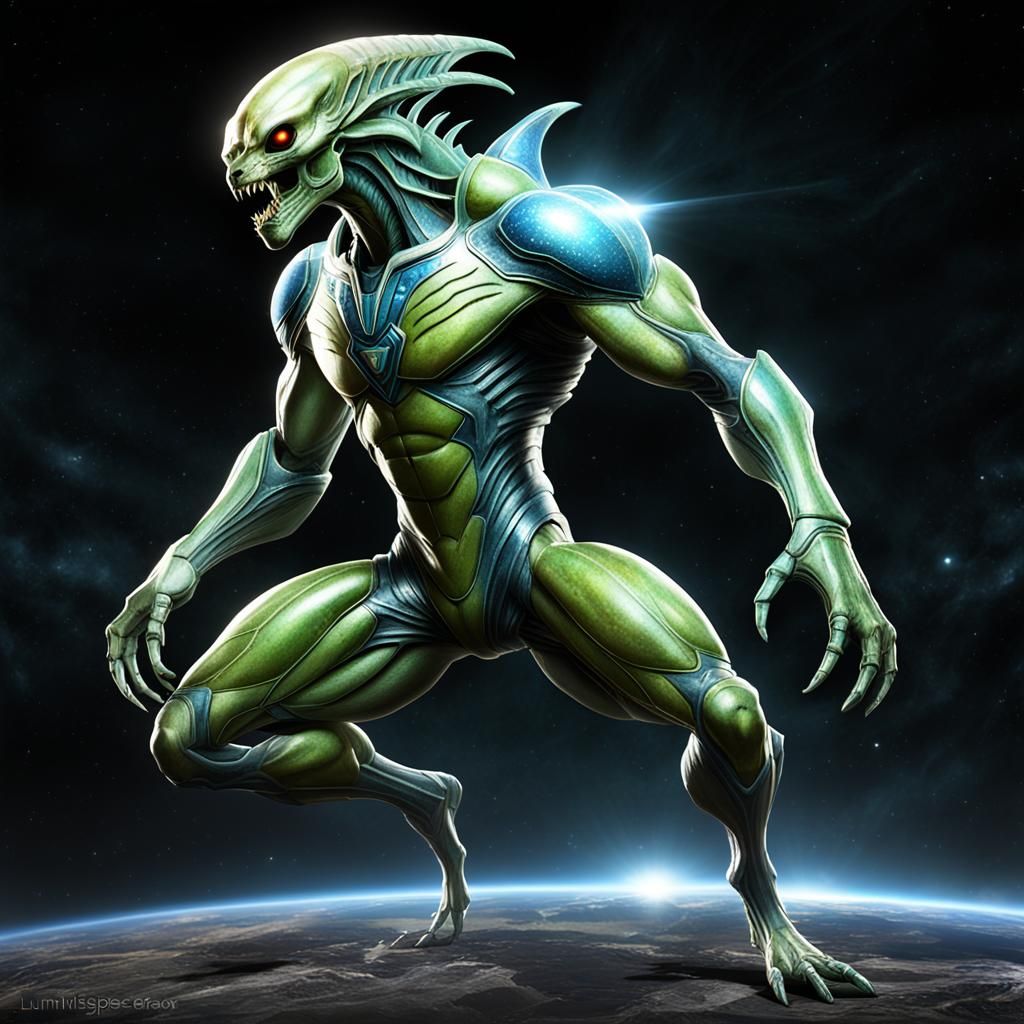 Male Luminid Alien: Xelion with Bioluminescent Aura