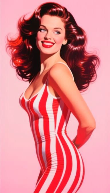 Character With Glossy Hair in Red and White Outfit