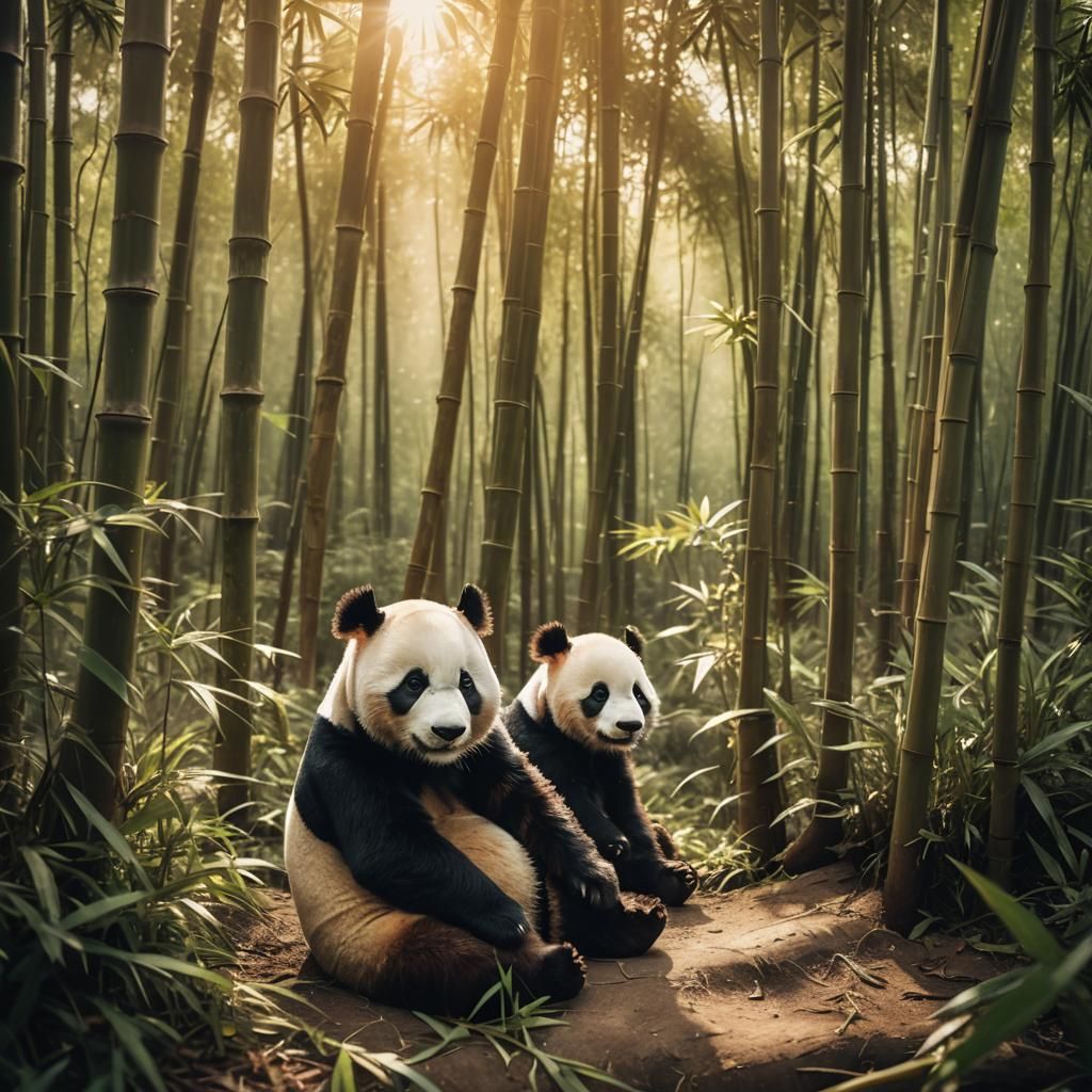 Baby Panda in Bamboo Forest: Cinematic Wildlife Still