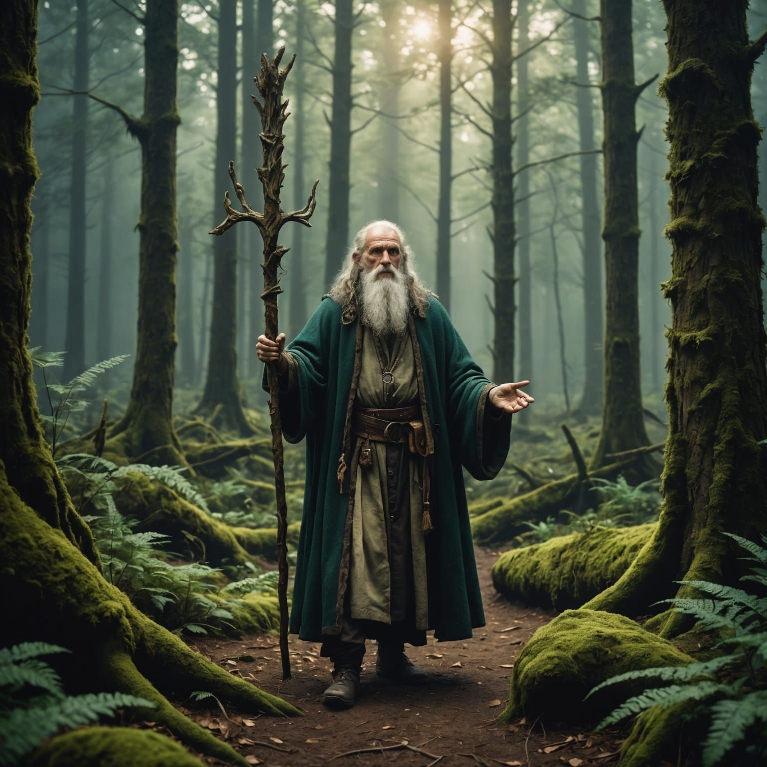 Druid Hermit Healing Forest: Digital Matte Painting