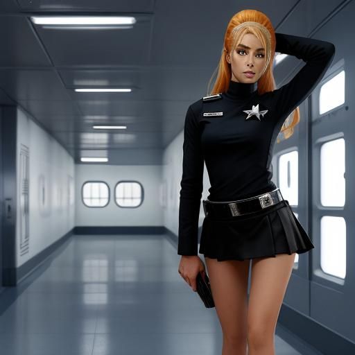 Model as Starship Prisoner in Sci-Fi Scene
